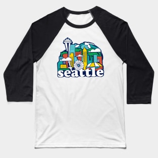 Seattle Washington Skyline Decal Baseball T-Shirt